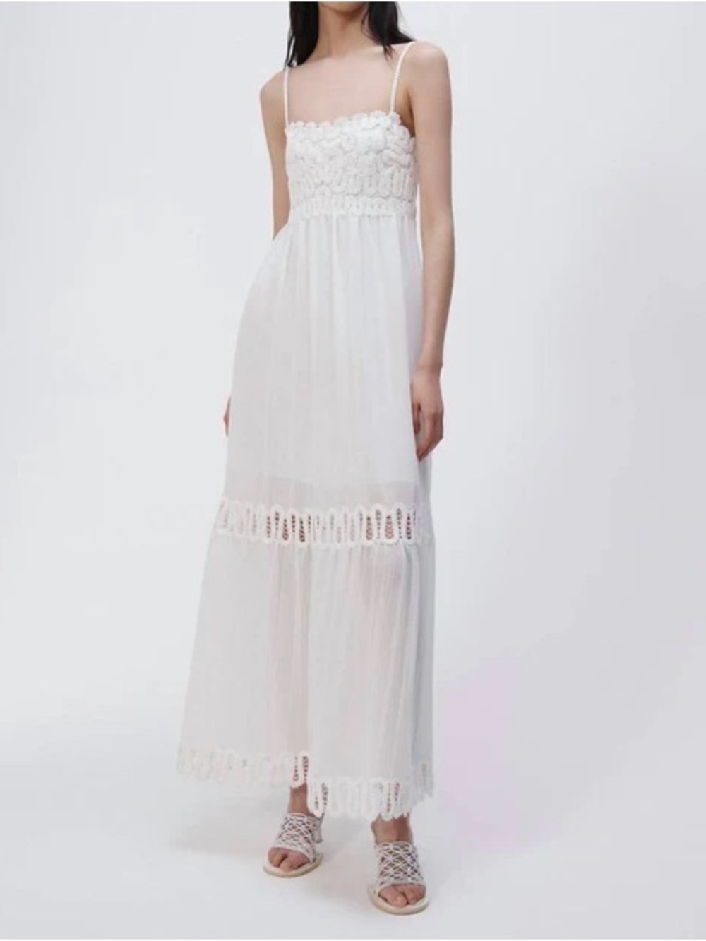 NWT Jonathan Simkhai Salana Crochet White Maxi Dress Size 10
